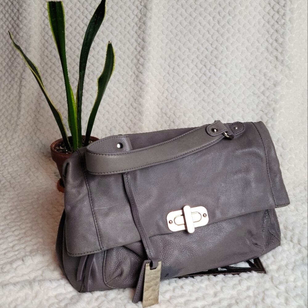 Tarnish Slate Grey 100% Leather Satchel Bag